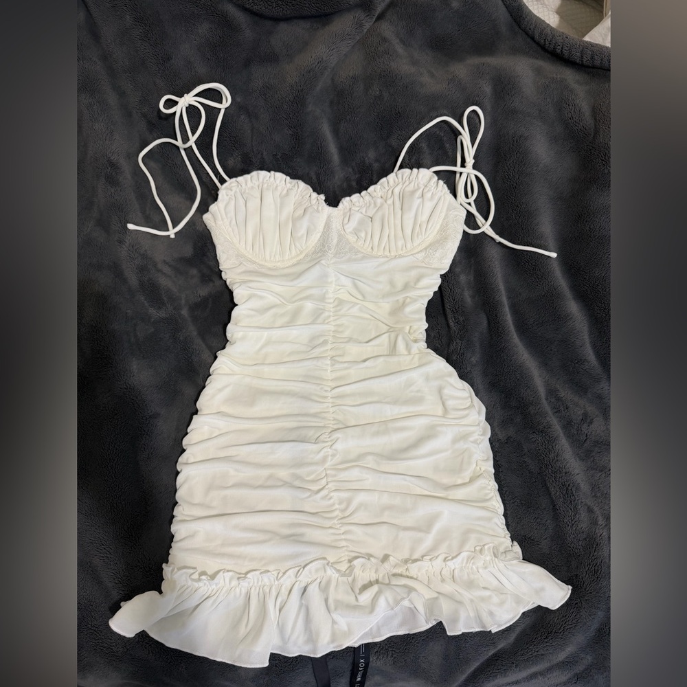 white fox Ethereal love mini dress white